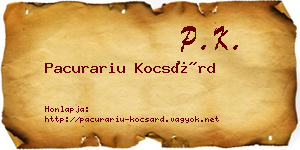 Pacurariu Kocsárd névjegykártya